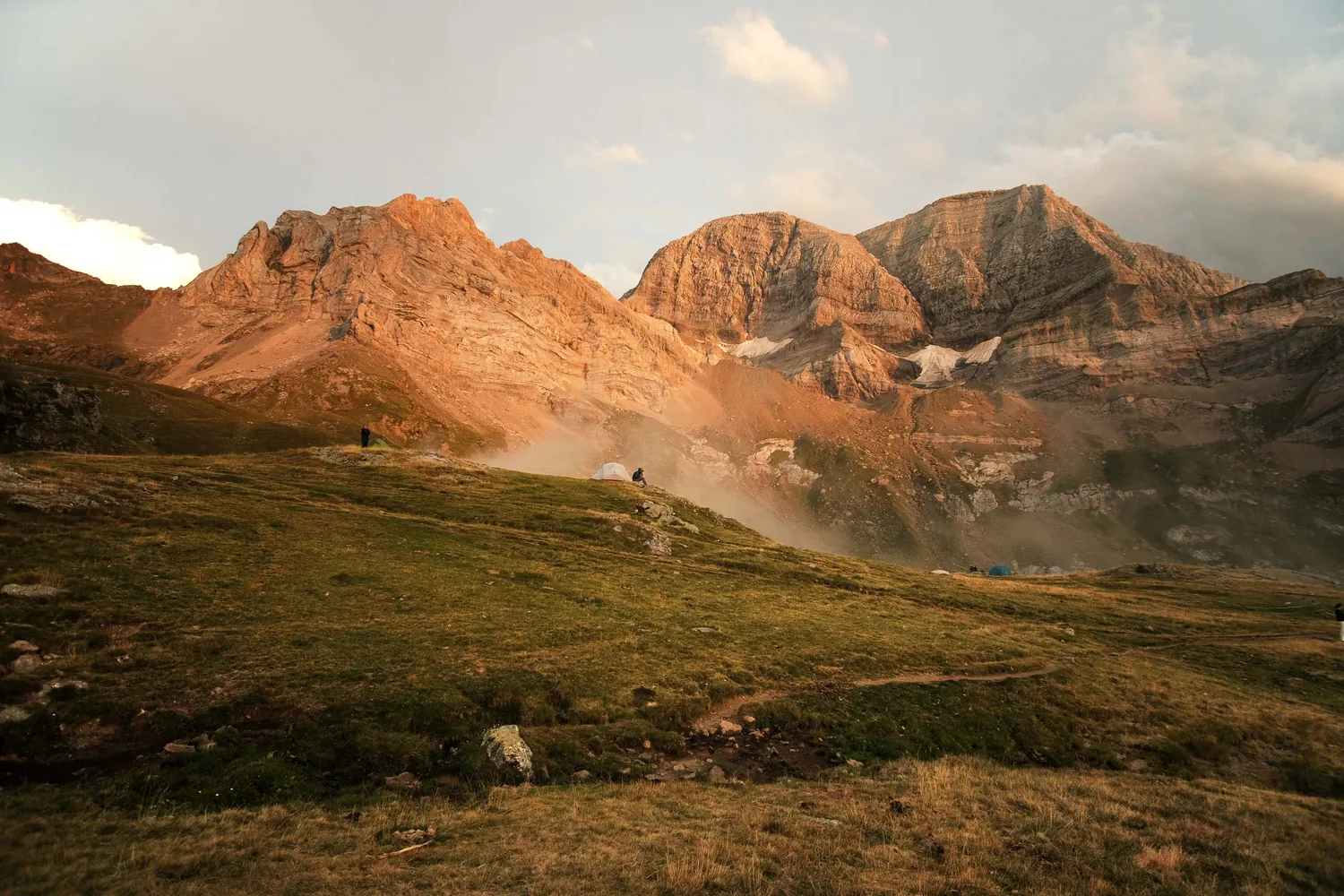 Mountain landscape sunset man 