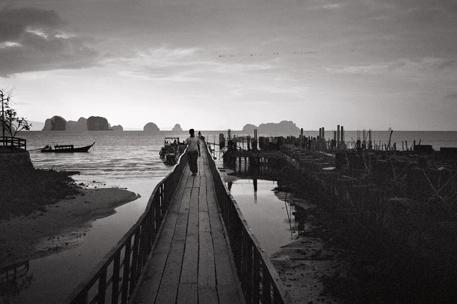 Picture of thai film photo, black and white.